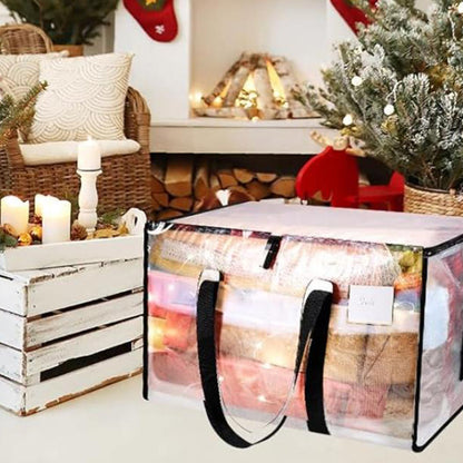 92L Oversized Moving Bag Transparent Christmas Holiday Heavy-Duty Storage Tote