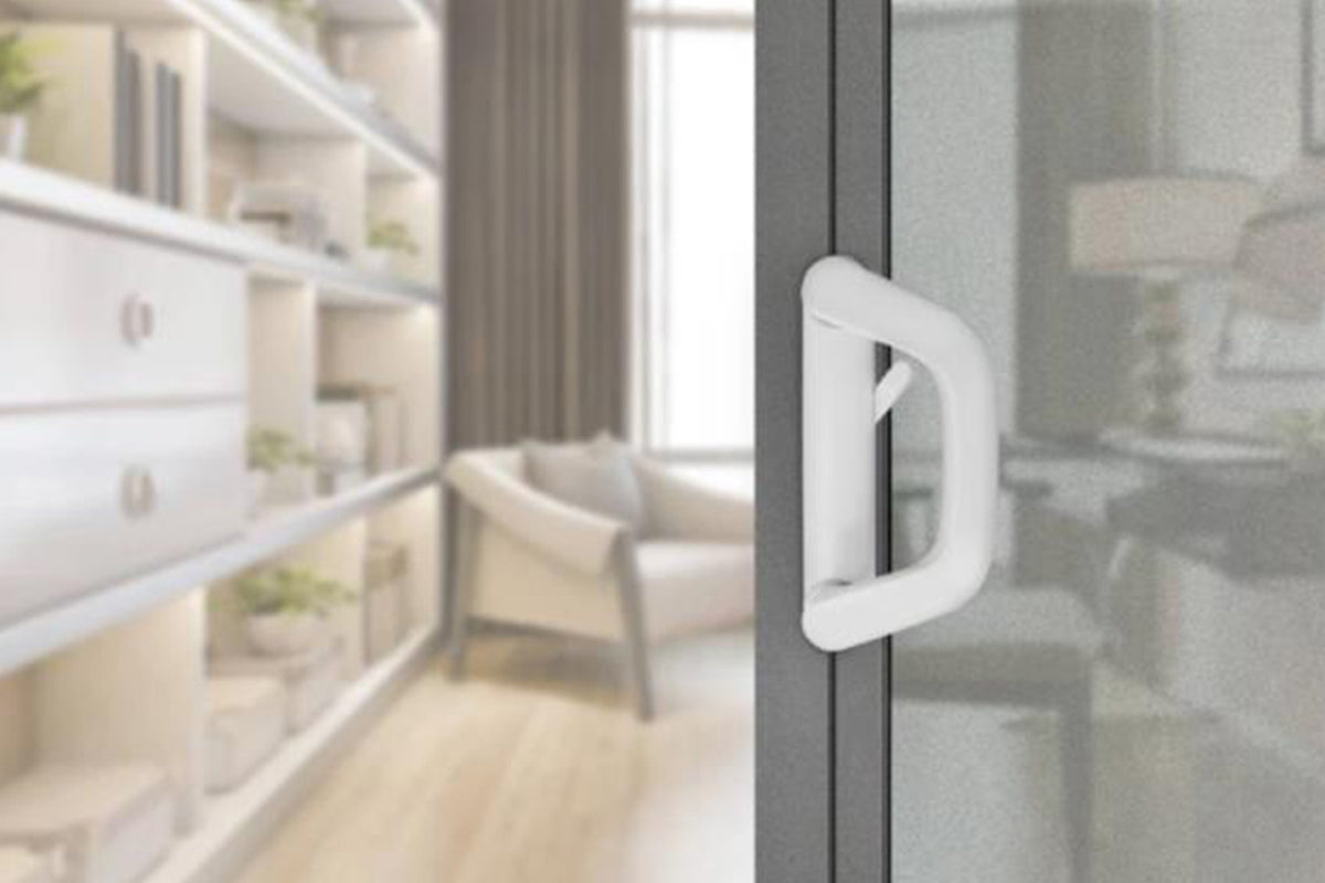 Sliding Door Lock Handle Security Door Locks Set With Keys-White Color