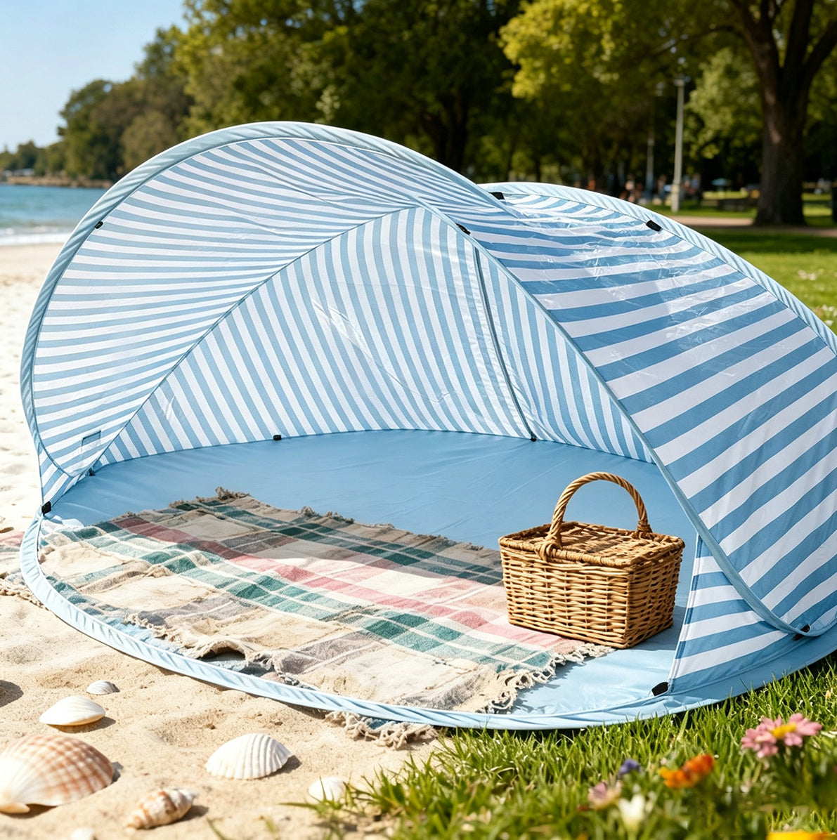 Pop Up Beach Sun Shade Tent for 1 to 2 People - Blue