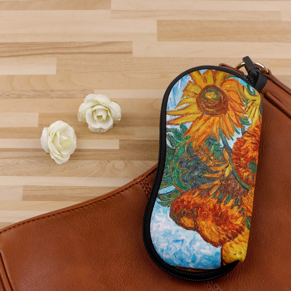 Glasses Case Scratch-Resistant Zipper Sunglasses Pouch for Travel-Orange