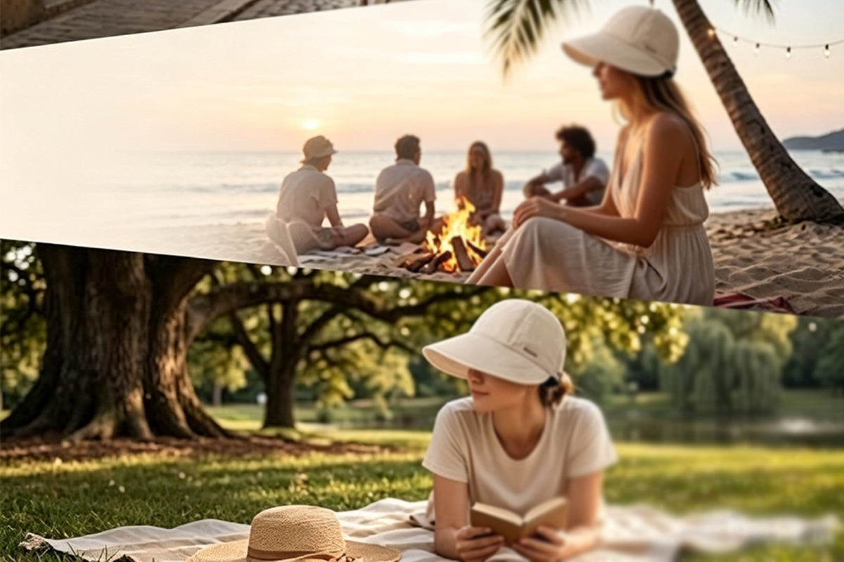 Wide Brim Quick Dry Foldable Sun Hat - Beige