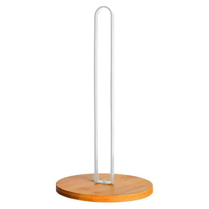 Freestanding Paper Towel Holder with Non-Slip Wood Base for Countertop White