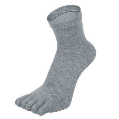 5 Piece Mens Breathable Five Toe Socks - Light Grey