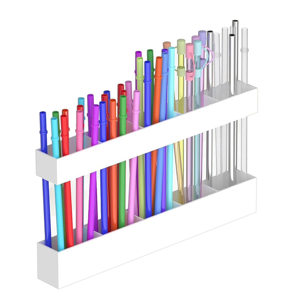 Reusable Straw Holder for Cabinet Door Kitchen Cupboard Storage Organizer White