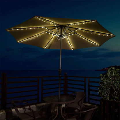 104 LED Solar Patio Umbrella String Lights -Yellow