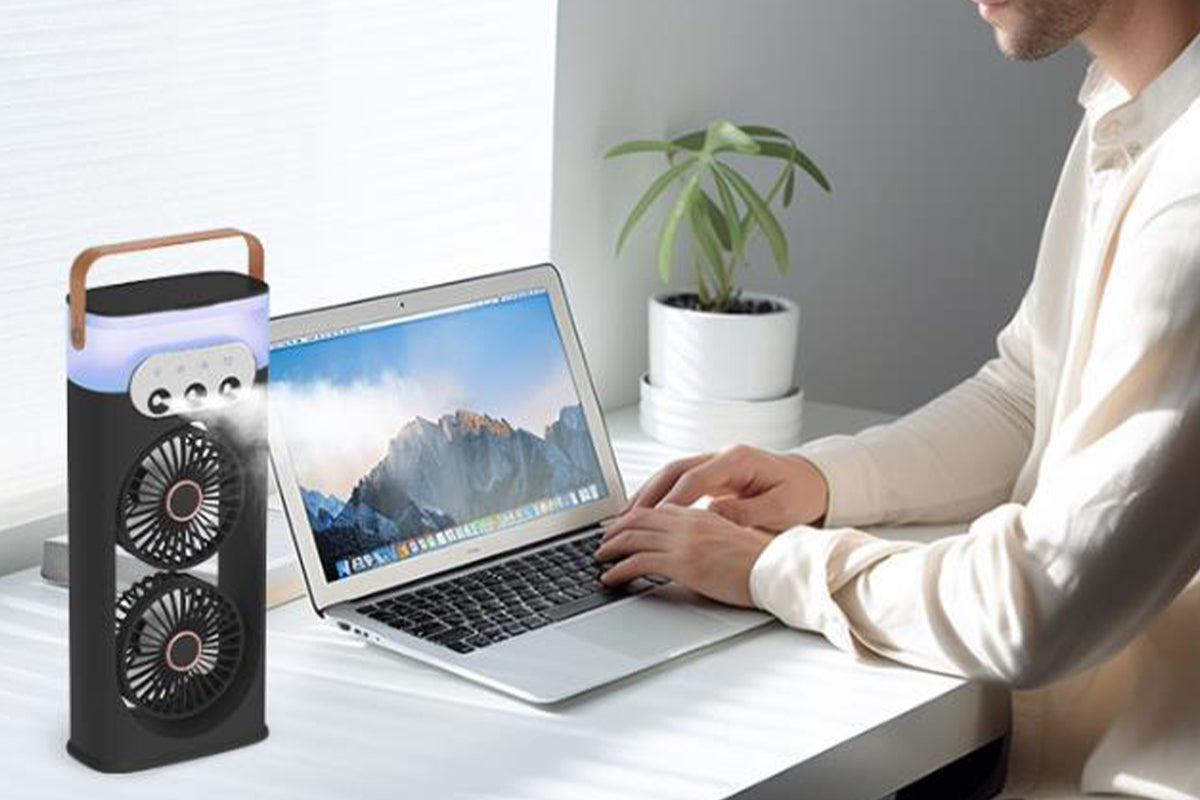 Tower Cooling Fans Standing Desk Fan with 3 Speeds and Light for Bedroom -Black