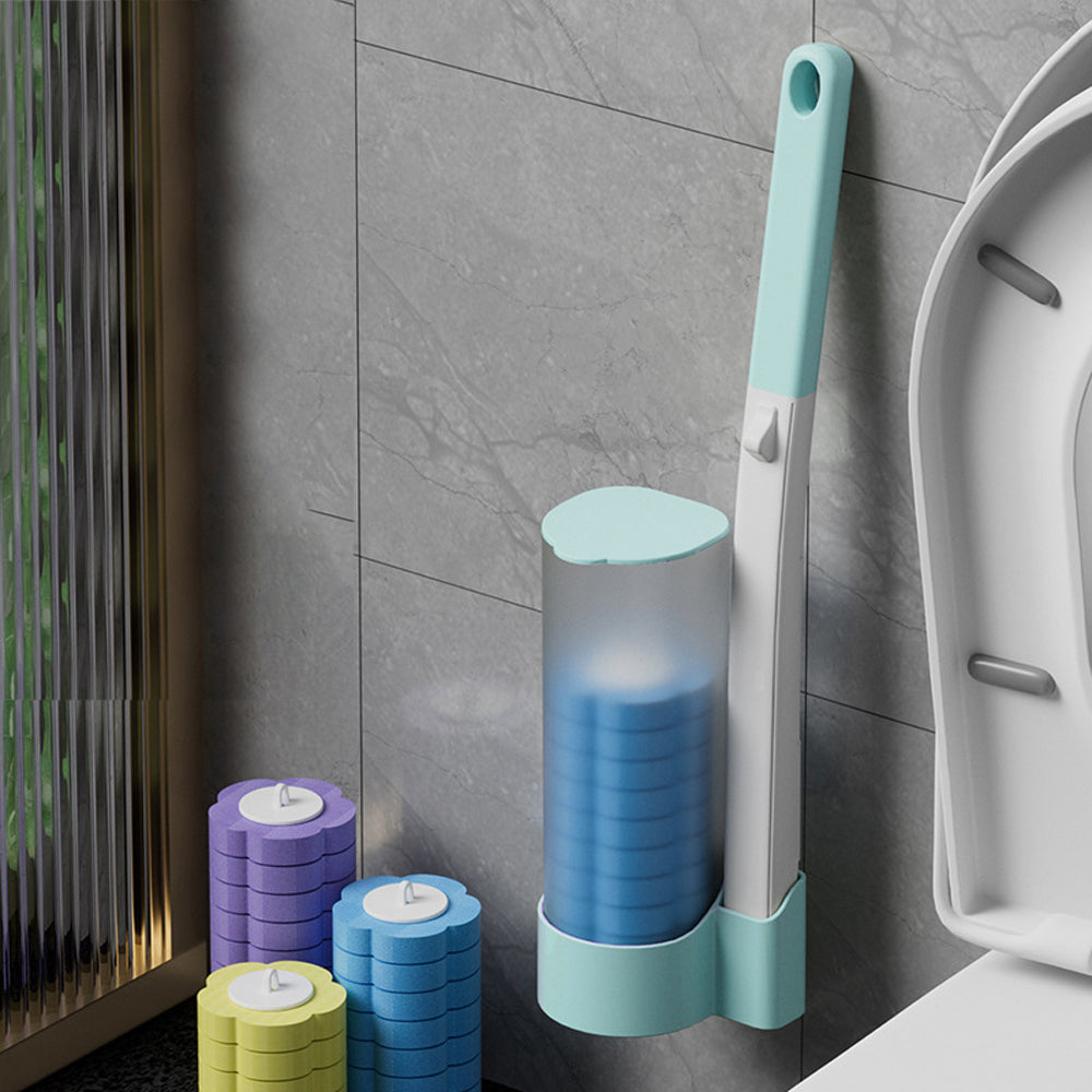 Disposable Toilet Brush Set with 18Pcs Replacement Brush Heads Blue