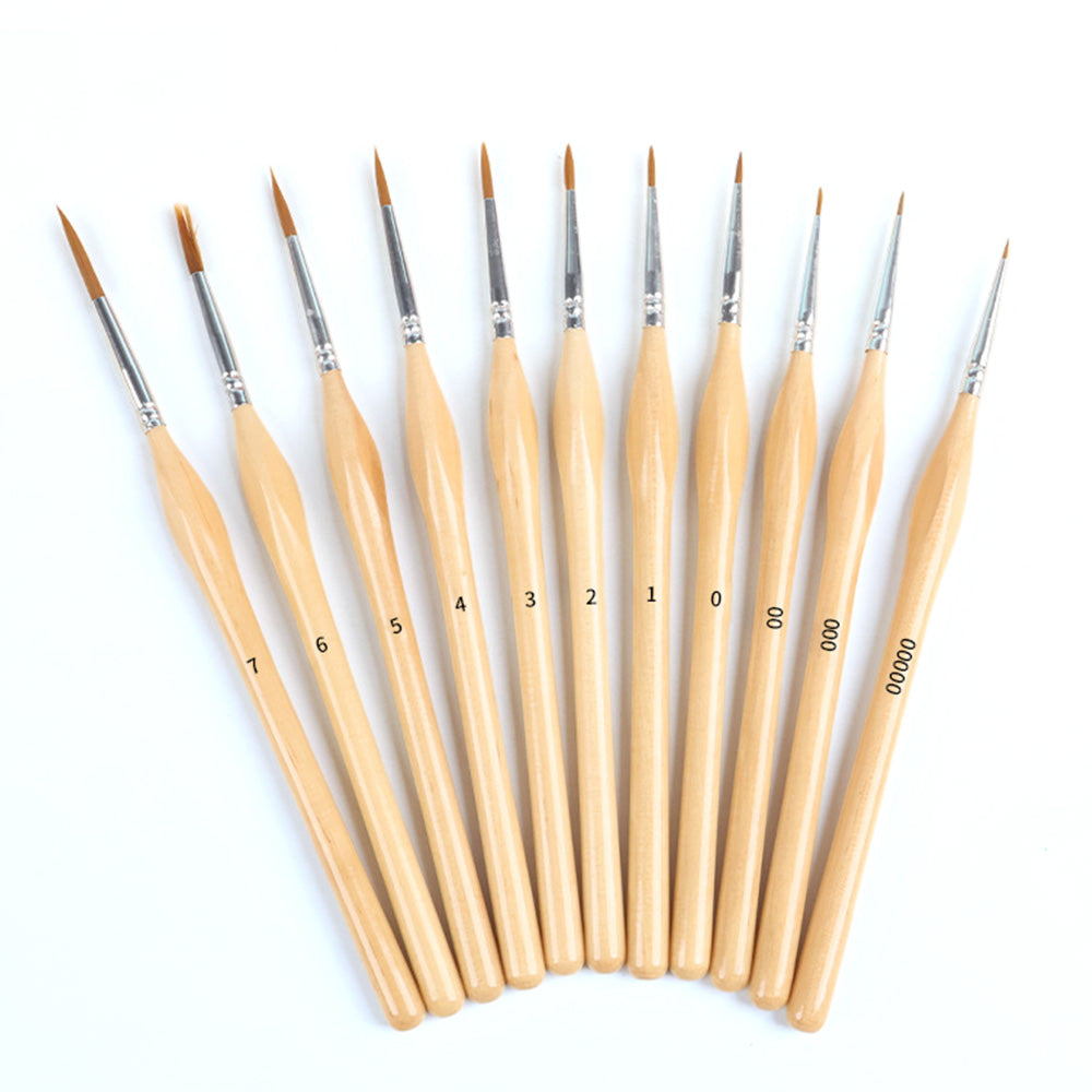 11 PCS Artist Paint Brush Set Detail Painting Brush-Khaki