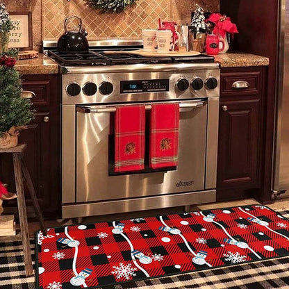 2Pcs Set Christmas Floor Mats Non-Slip Kitchen Mats Xmas Doormats Style 3