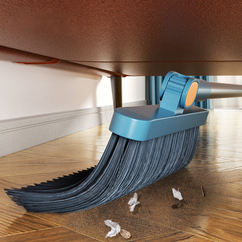180 Degree Rotatable Broom with Foldable Standing Dustpan Set for Home Office Cleaning Blue