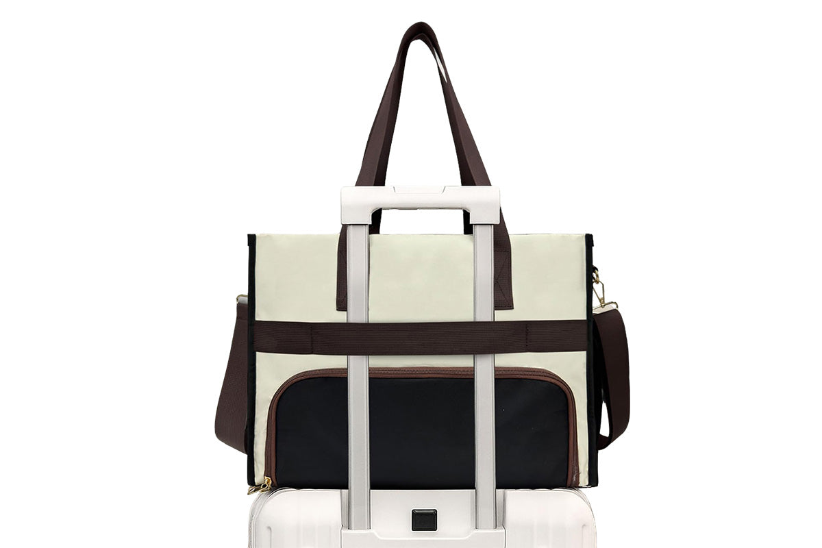 Lunch Tote Bag With Insulated Lunch Box Compartment For Travel And Leisure-Beige