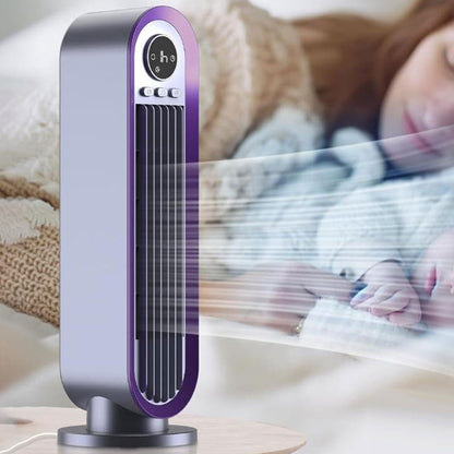 3-Speed Adjustable Oscillation Fan Bladeless Digital Display Desk Fan with Timer Setting Purple