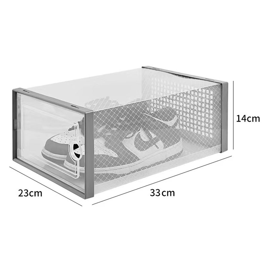 2 Pcs Clear Stackable Shoe Boxes Plastic Sneaker Containers for Closet Under Bed-WHite