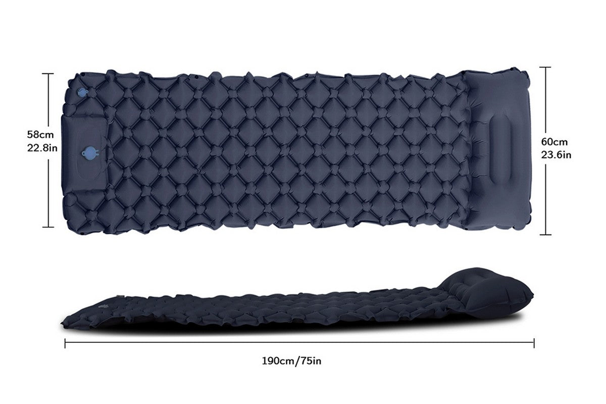 Portable Soft Waterproof Inflating Camping Sleeping Pad For Backpacking Hiking Picnic-Navy Blue