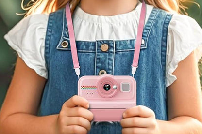 boy and girls Camera Instant Print 1080P Selfie Digital Camera with 64GB Card-Pink