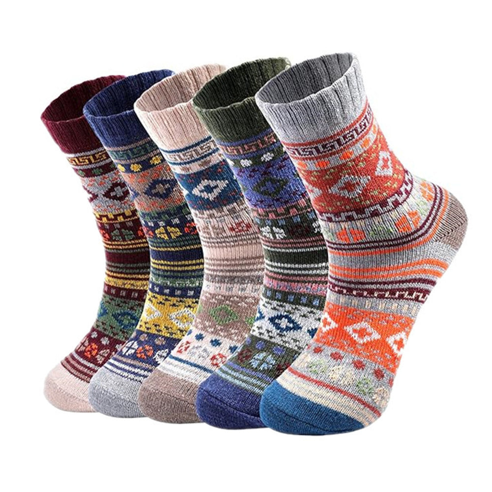 5 Pairs of Vintage Winter Socks Soft Warm Thick Crew Socks for Men Women Style 3
