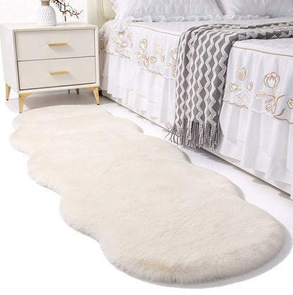 Soft Faux Rabbit Fur Rug for Bedroom Living Room and Bedside - Beige
