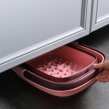 Collapsible Foot Bath Basin for Soaking Feet Foot Tub with Massage Acupoint-Green