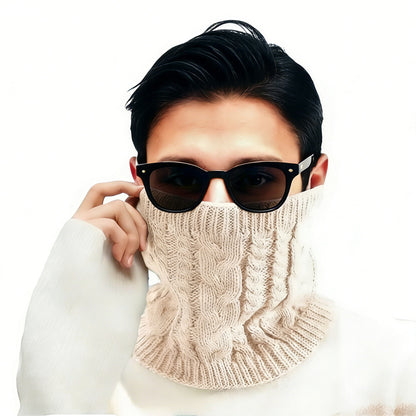 Winter Neck Gaiter Fleece Thick Neck Warmer Cover Ski Gaiters for Men Women-Beige