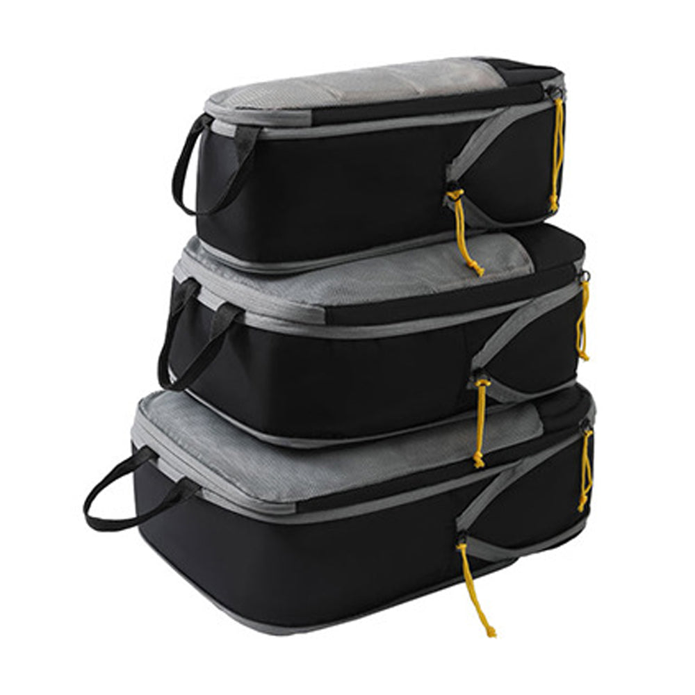 3-Piece Compression Packing Storage Bag Set Travel Accessories Packing Organizers Travel Carry Bags Household Storage Black