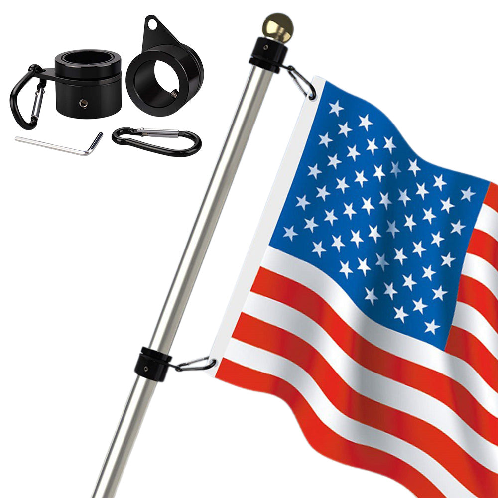 2 Pcs Metal Flag Pole Rings Aluminum Alloy Swivels Flagpole Rings Black