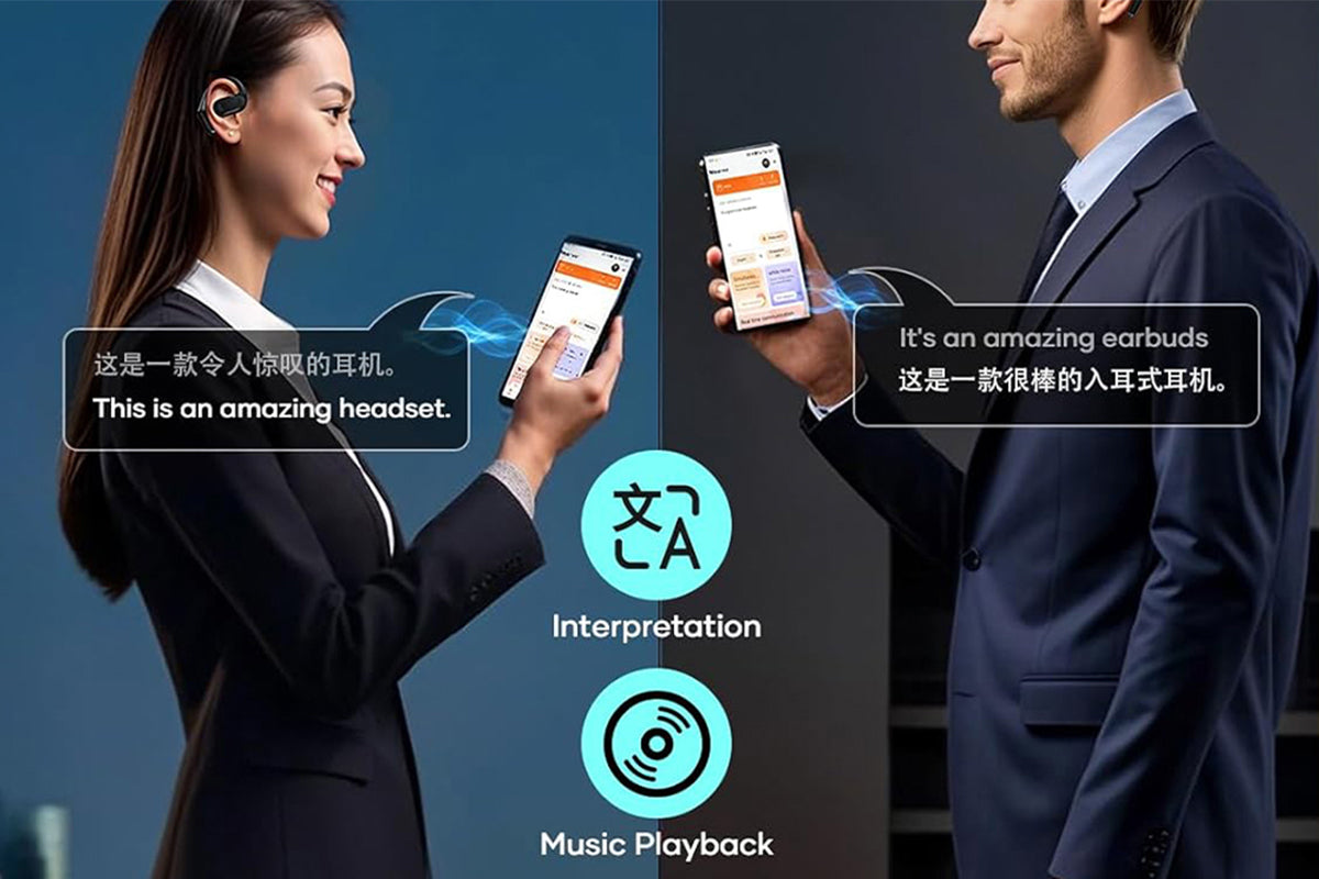 AI Translation Earbuds Real Time 138 Language Translator Earbuds with iOS Android-Gold