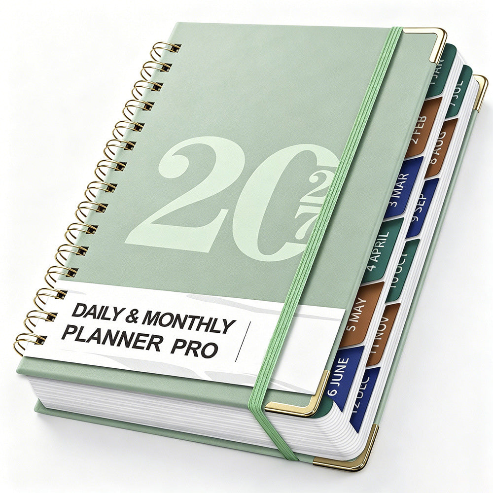 2027 A5 Hardcover Weekly Planner Calendar Notebook January to December - Green