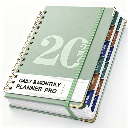 2027 A5 Hardcover Weekly Planner Calendar Notebook January to December - Green