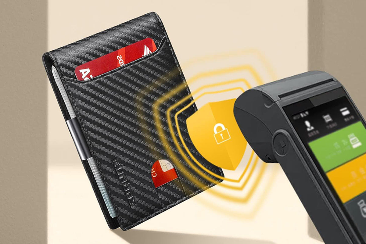 PU Leather Wallet RFID Blocking Front Pocket Bifold Card Holder-Black
