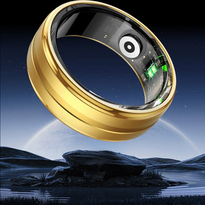 Smart Ring Fitness Ring Heart Rate Monitor Sleep Tracker Pedometer Calories Step Counter Fitness Tracker Health Ring 5ATM Waterproof Smart Rings-Gold
