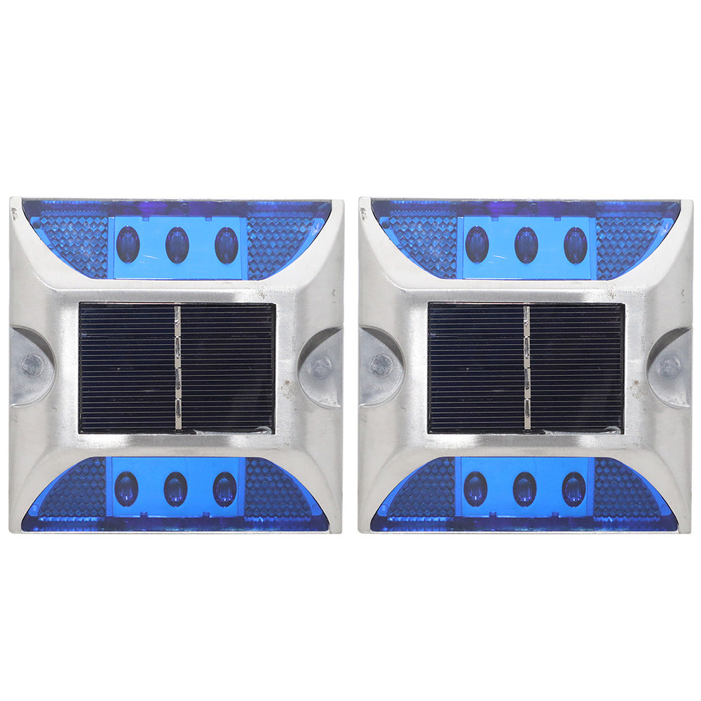 2 Piece Solar Deck Lights for Roadway Driveway - Blue