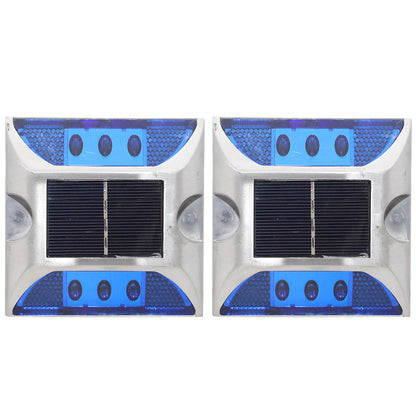 2 Piece Solar Deck Lights for Roadway Driveway - Blue