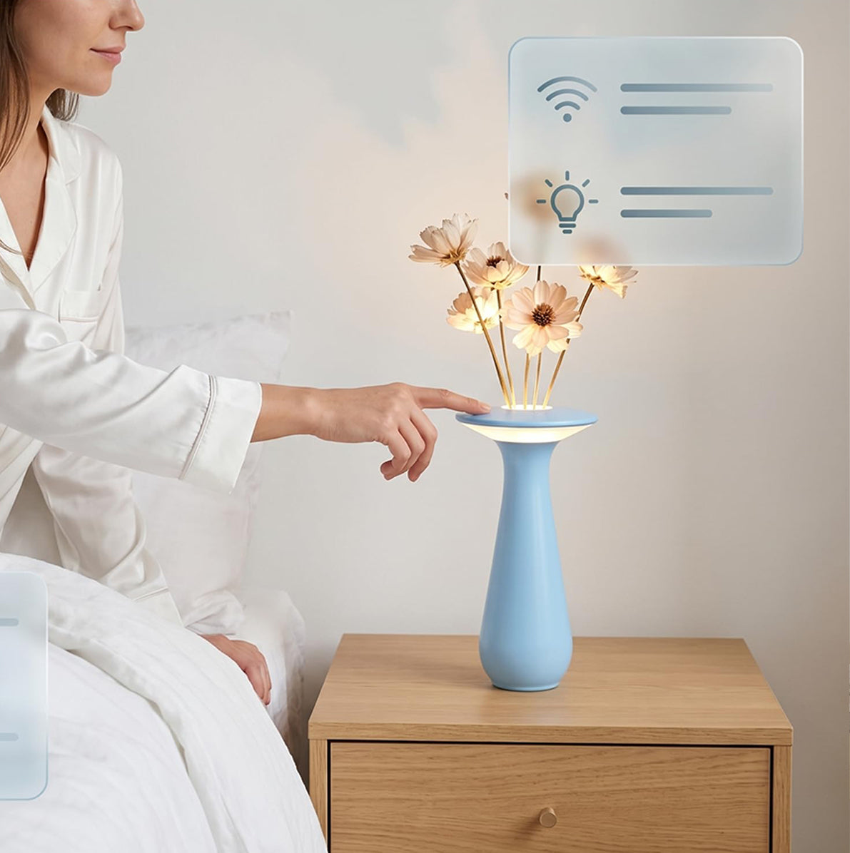 Rechargeable Vase Table Night Light with Warm Dimmable Glow - Blue