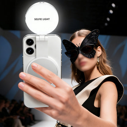 Phone Selfie Light Rechargeable Folding Phone Fill Light With Mirror-White