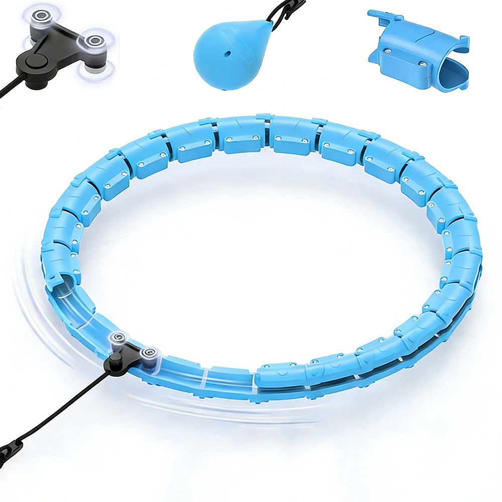 32 Section Weighted Hula Hoop with Massage Rollers-Blue