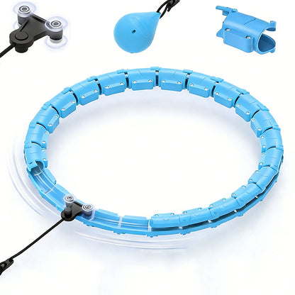 32 Section Weighted Hula Hoop with Massage Rollers-Blue