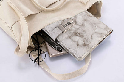Diary with Lock Marble PU Leather for Girls Boys gift-Gray