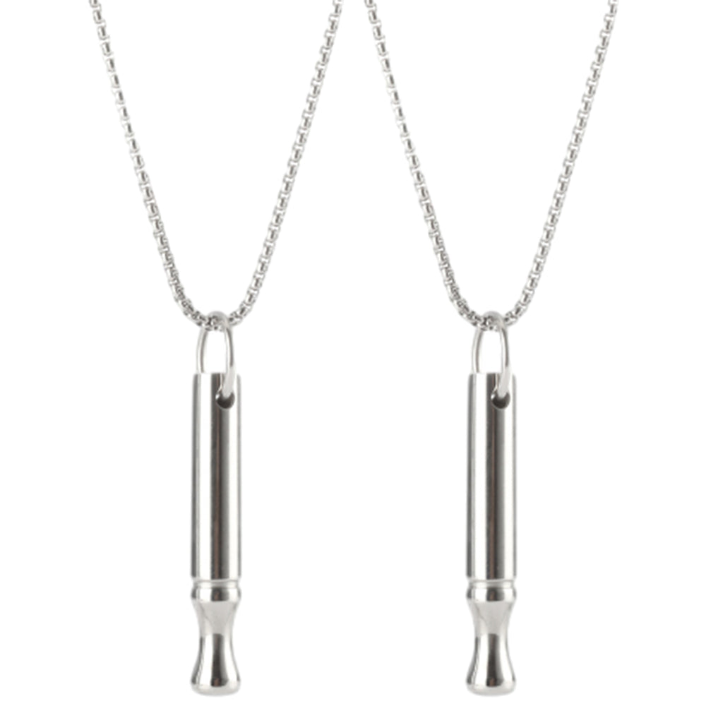 2Pcs Mindfulness Breathing Necklace Stainless Steel Breathe Pendant Meditation Tool Silver