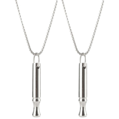 2Pcs Mindfulness Breathing Necklace Stainless Steel Breathe Pendant Meditation Tool Silver