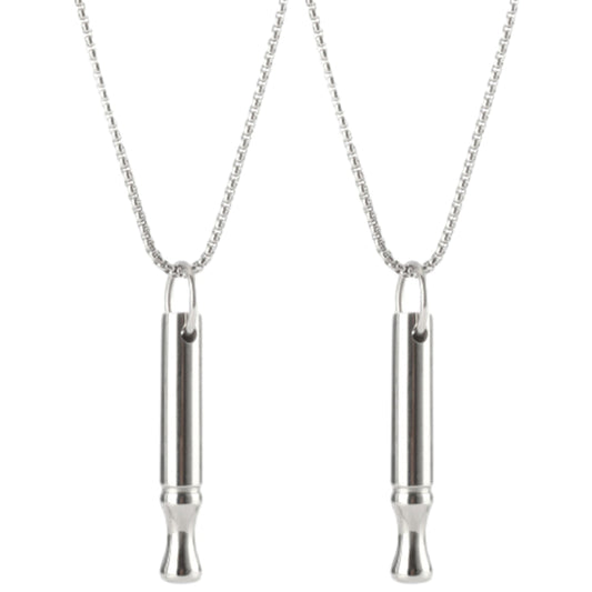 2Pcs Mindfulness Breathing Necklace Stainless Steel Breathe Pendant Meditation Tool Silver