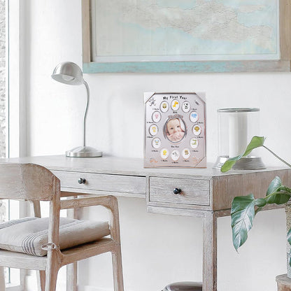 Baby's First Year Picture Photo Frame Newborn Baby Shower Gift Silver