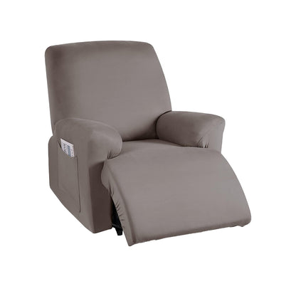 Full Wrapped Stretch Recliner Chair Cover Elastic Recliner Sofa Slipcover Light Brown