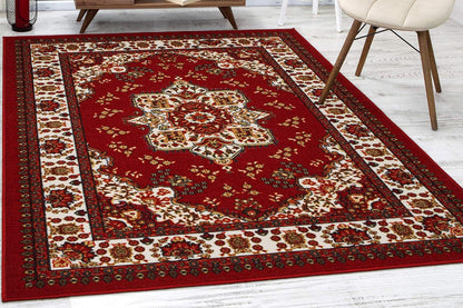 Vintage Boho Rug Non-Slip Floor Carpet - Red