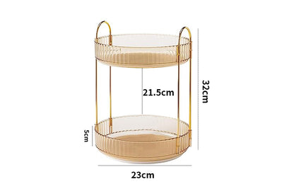 For Vanity 360 Degree Rotating Makeup Organizer Large Capacity Make Up Shelf-Amber
