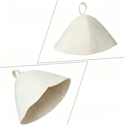 3Pcs Sauna Felt Kit with Hat and Gloves-White