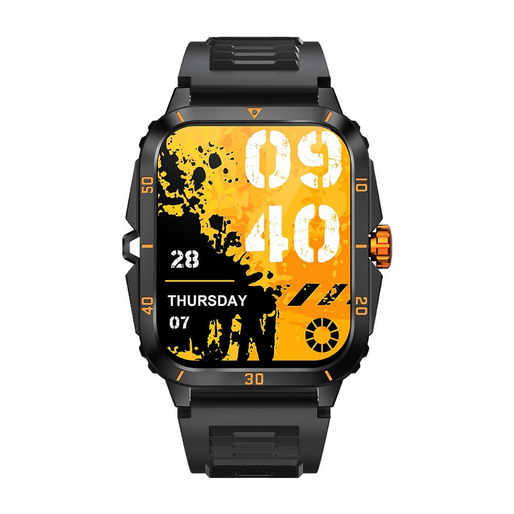 Waterproof Smartwatch for Men Android iOS Phones Smart Watch Fitness Tracker 1.96 Inch Heart Rate Sport Pedometer Sleep Digital Step Activity Monitor-Black Gold