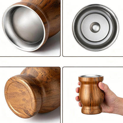 8oz 304 Stainless Steel Yerba Mate Cup Double Wall with Straw Spoon-Brown