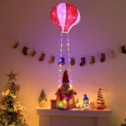 Christmas Santa Claus Hot Air Balloon with Light String - Colorful Light