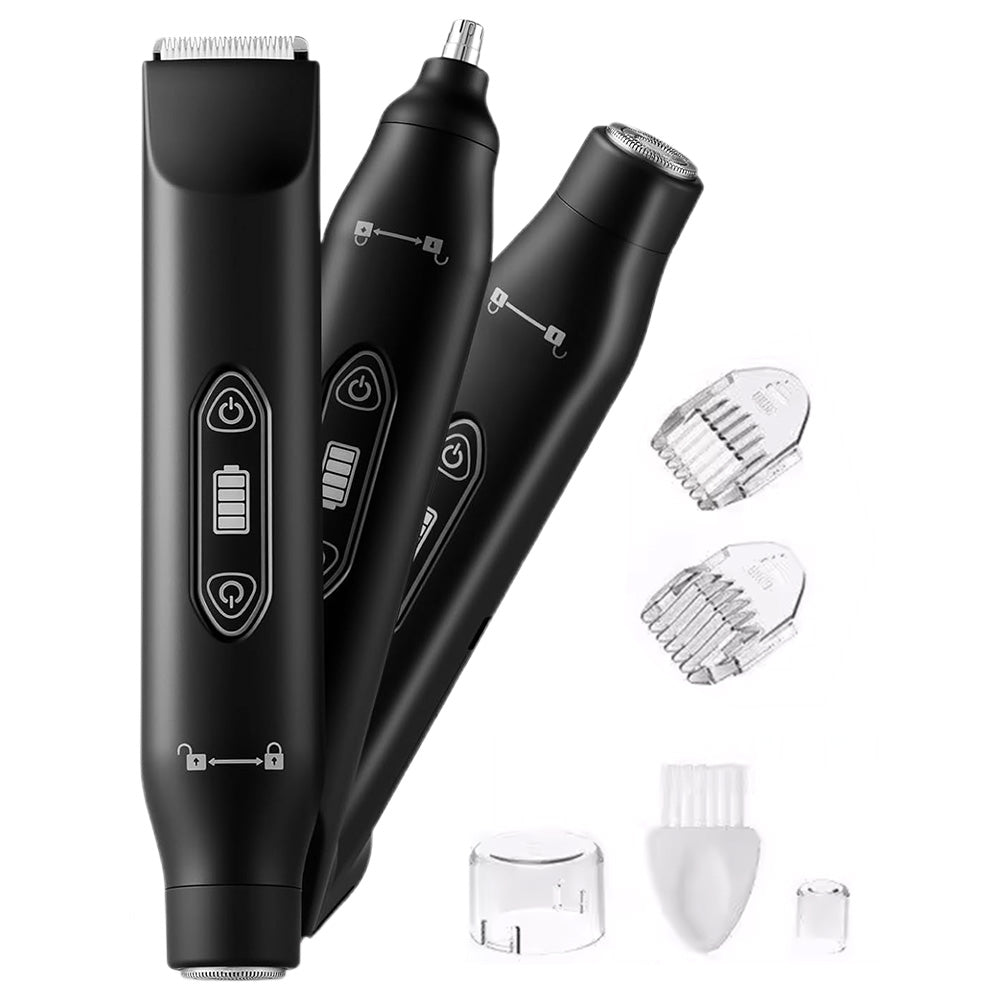 3-in-1 Electric Shaver Nose Hair Trimmer for Face Body Bikini Underarm and Legs-Black