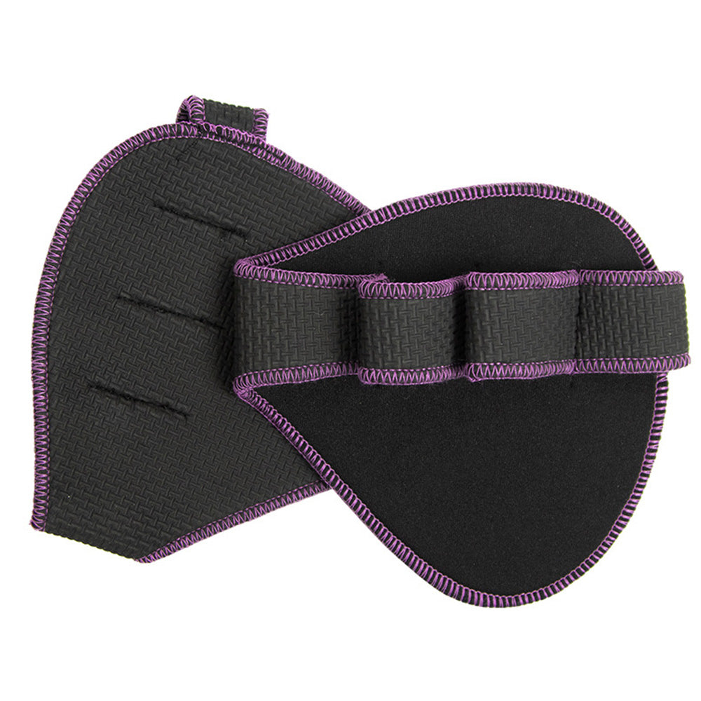 2Pcs Four Finger Gym Palm Grip Gloves Non Slip Weight Lifting Gloves-Purple